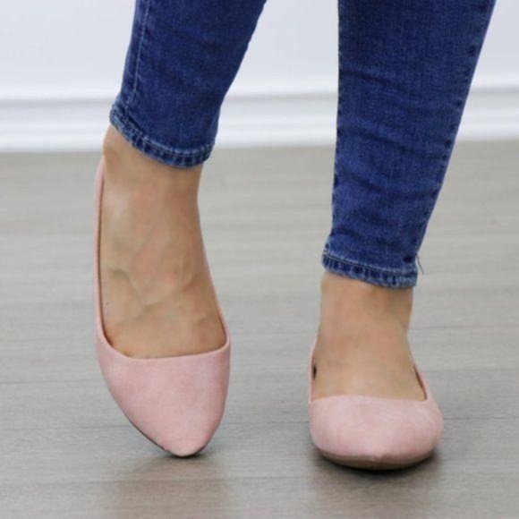 Dusty Pink Pointy Toe Flat Shoe Nubuck - Picture 6 of 6